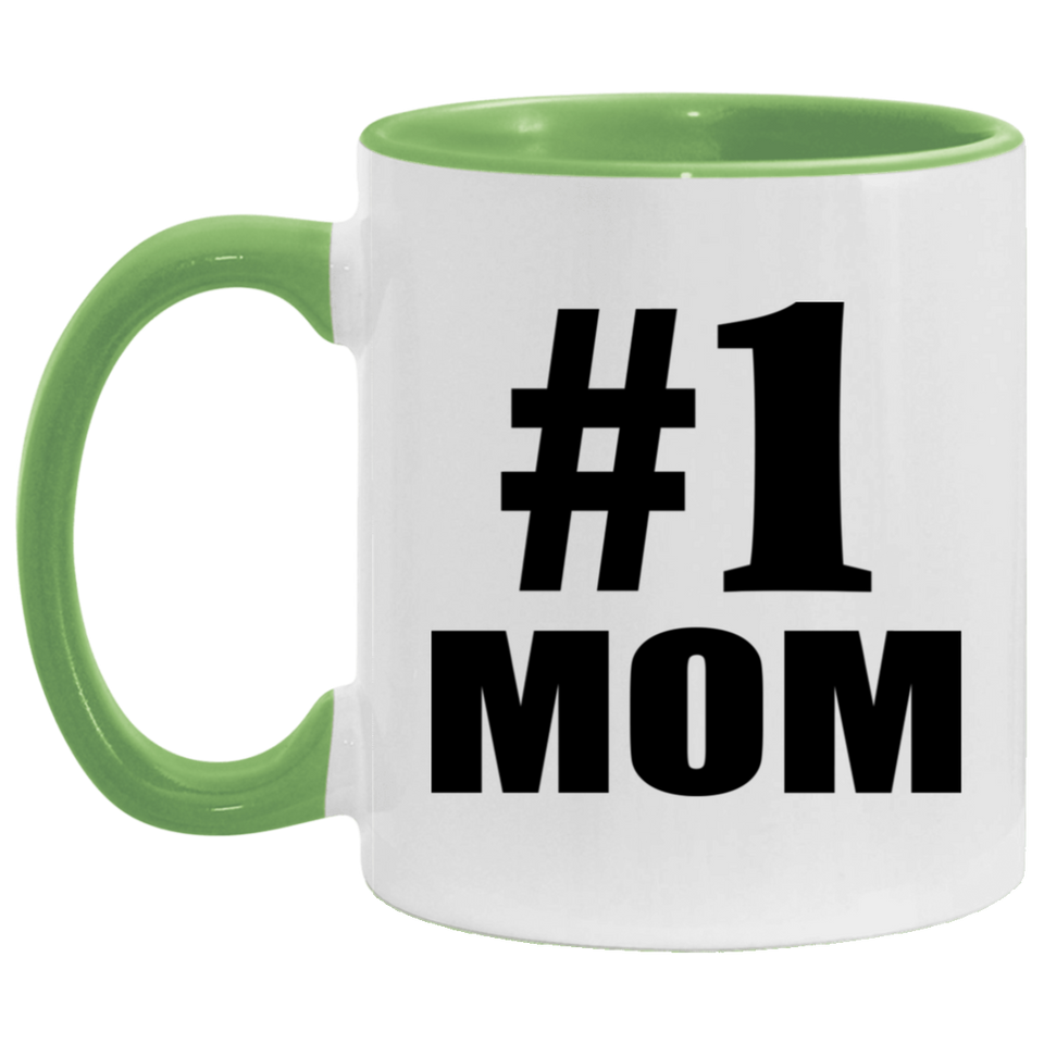 Number One #1 Mom - 11oz Accent Mug Green