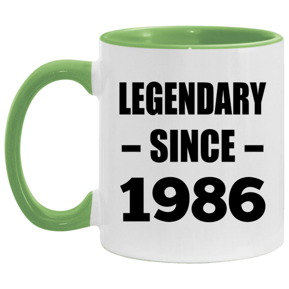 38th Birthday Legendary Since 1986 - 11oz Accent Mug Green