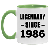 38th Birthday Legendary Since 1986 - 11oz Accent Mug Green
