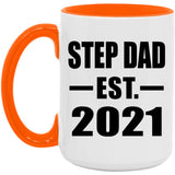 Step Dad Established EST. 2021 - 15oz Accent Mug Orange