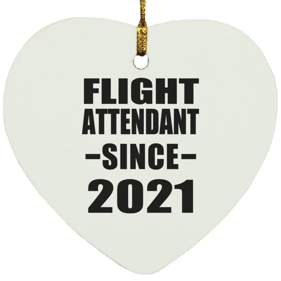 Flight Attendant Since 2021 - Heart Ornament