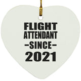 Flight Attendant Since 2021 - Heart Ornament