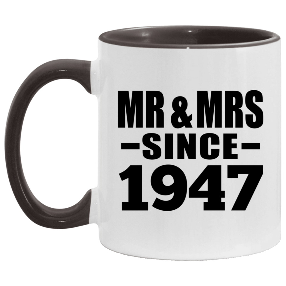 77th Anniversary Mr & Mrs Since 1947 - 11oz Accent Mug Black