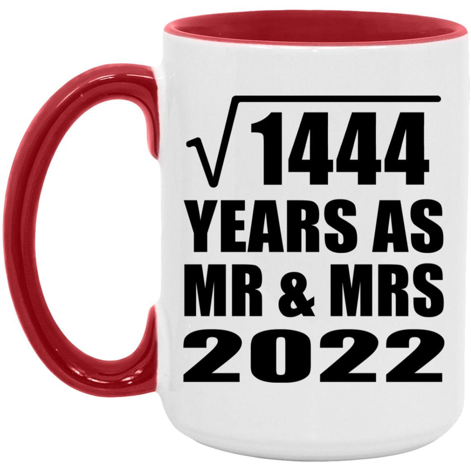 38th Anniversary Square Root of 1444 Years As Mr & Mrs 2022 - 15oz Accent Mug Red