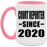 Court Reporter Since 2020 - 15oz Accent Mug Pink