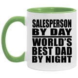 Salesperson By Day World's Best Dad By Night - 11oz Accent Mug Green