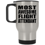 Most Awesome Flight Attendant - Silver Travel Mug