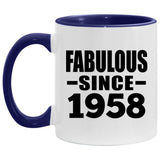 66th Birthday Fabulous Since 1958 - 11oz Accent Mug Purple