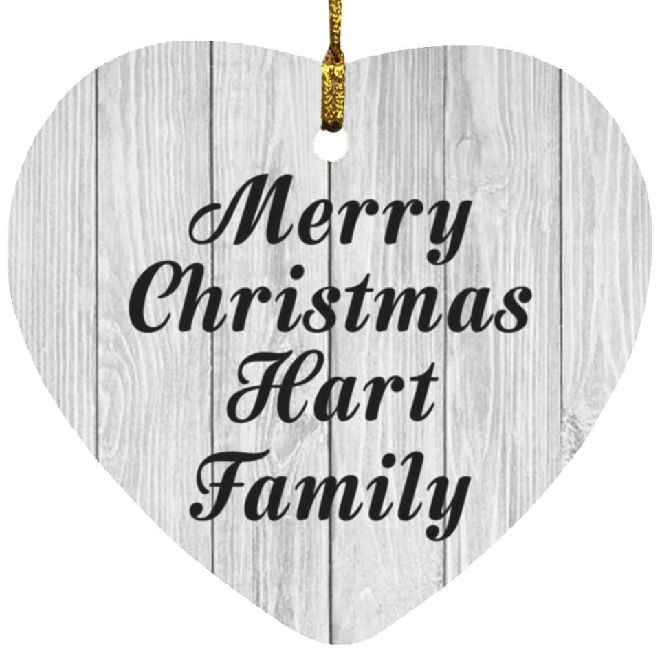 Merry Christmas Hart Family - Heart Ornament F