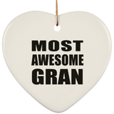 Most Awesome Gran - Heart Ornament