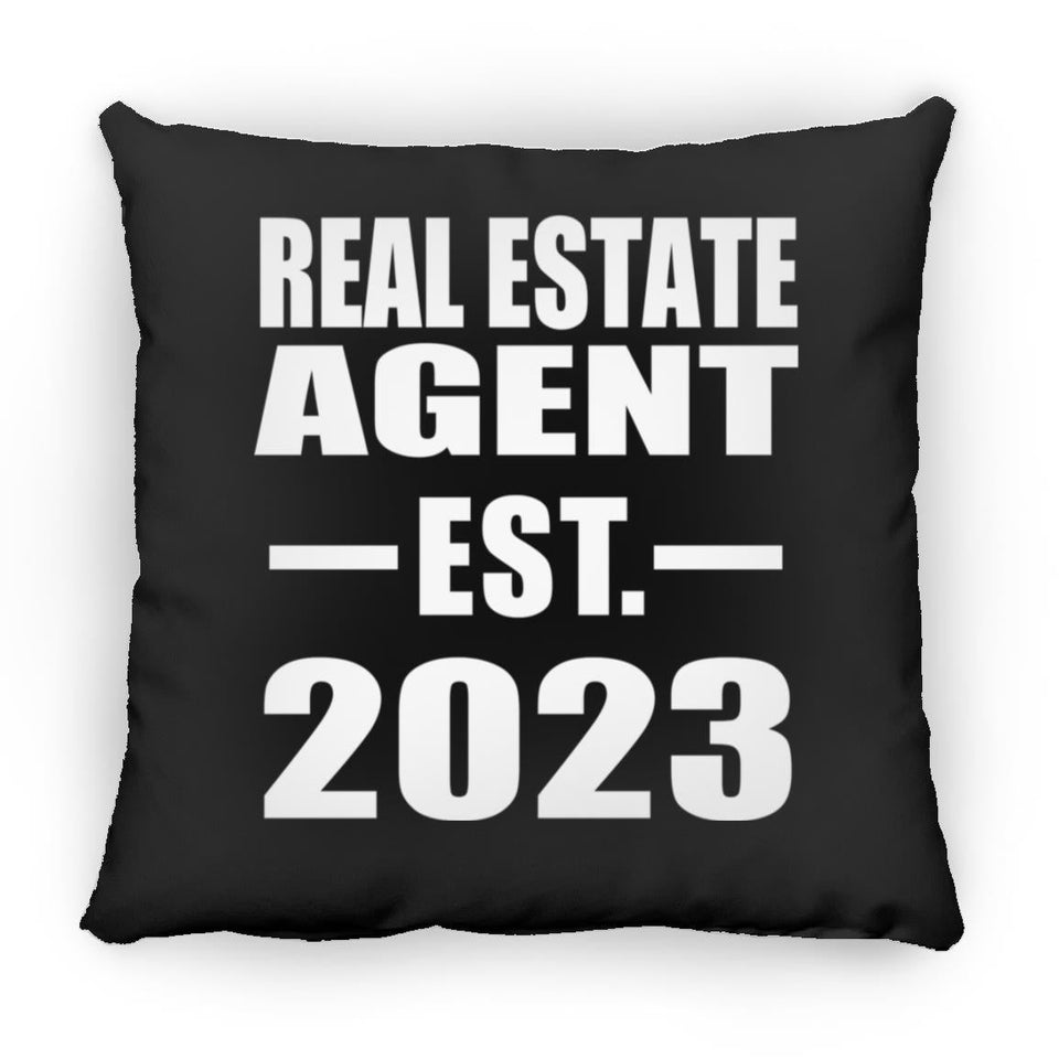 Real Estate Agent Established EST. 2023 - Throw Pillow Black
