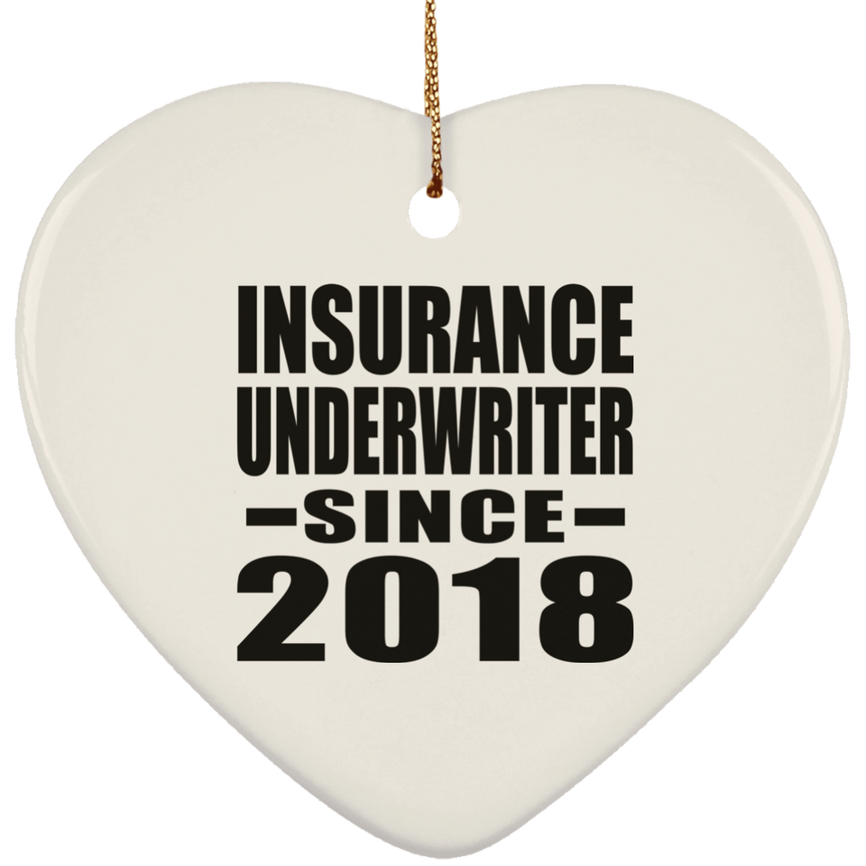 Insurance Underwriter Since 2018 - Heart Ornament