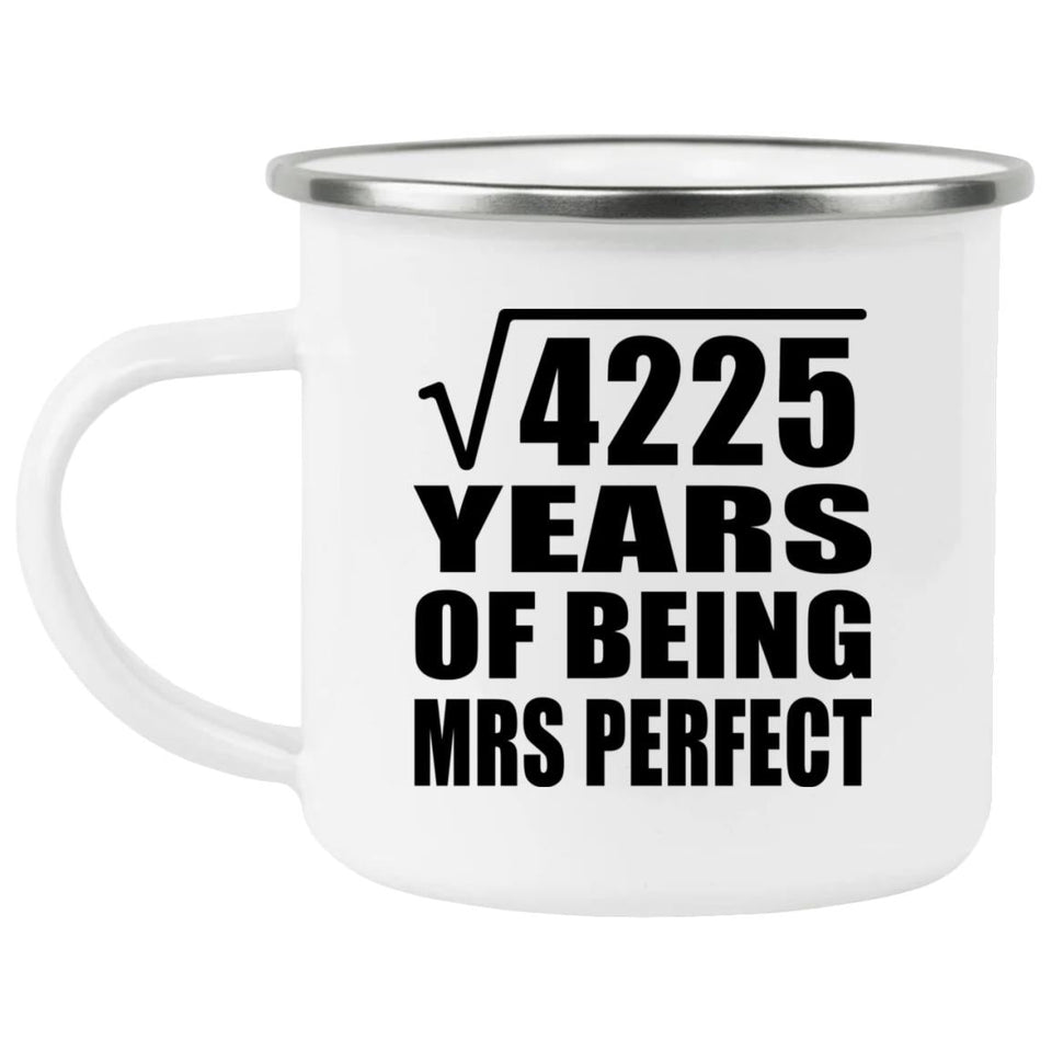 65th Anniversary Square Root of 4225 Years of Mrs Perfect - 12oz Camping Mug