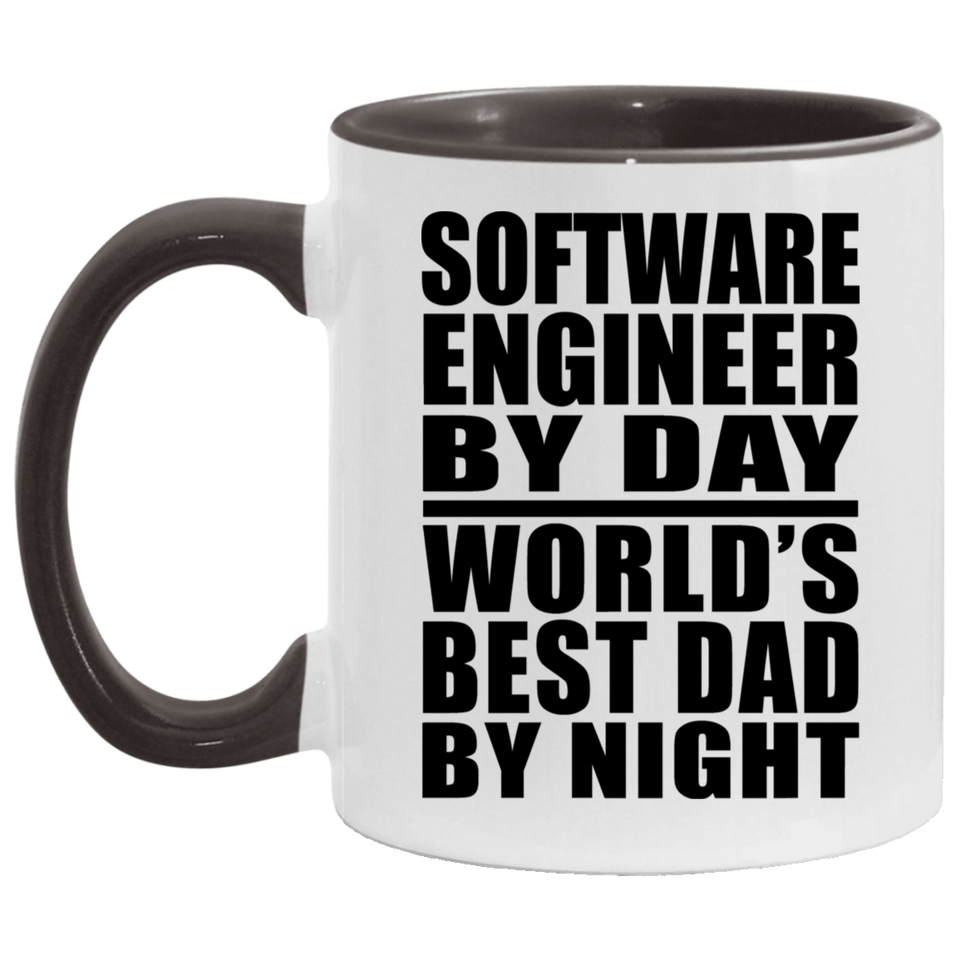 Software Engineer By Day World's Best Dad By Night - 11oz Accent Mug Black