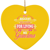 My Biggest Reason For Living Calls Me Grandma - Heart Ornament