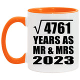 69th Anniversary Square Root of 4761 Years As Mr & Mrs 2023 - 11oz Accent Mug Orange
