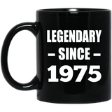 49th Birthday Legendary Since 1975 - 11oz Coffee Mug Black