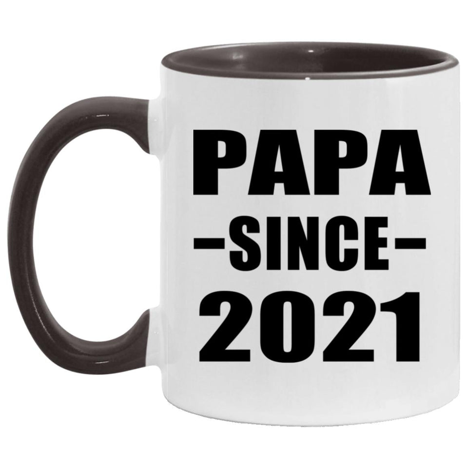 Papa Since 2021 - 11oz Accent Mug Black