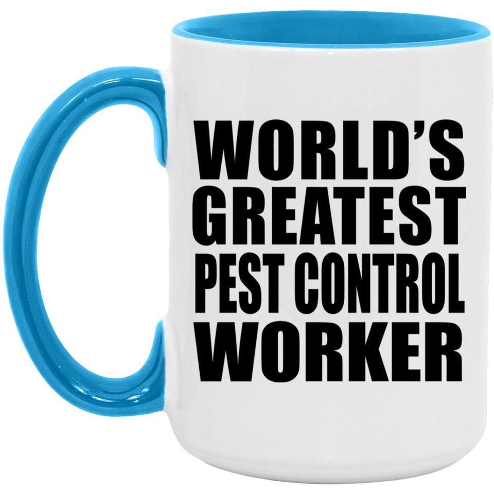 World's Greatest Pest Control Worker - 15oz Accent Mug Blue