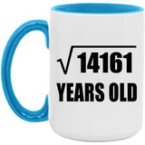 119th Birthday Square Root of 14161 Years Old - 15oz Accent Mug Blue