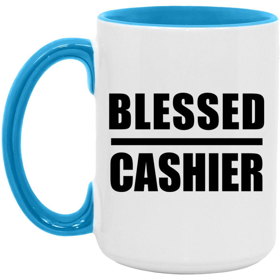 Blessed Cashier - 15oz Accent Mug Blue