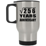 16th Anniversary Square Root of 256 Years Anniversary - Silver Travel Mug