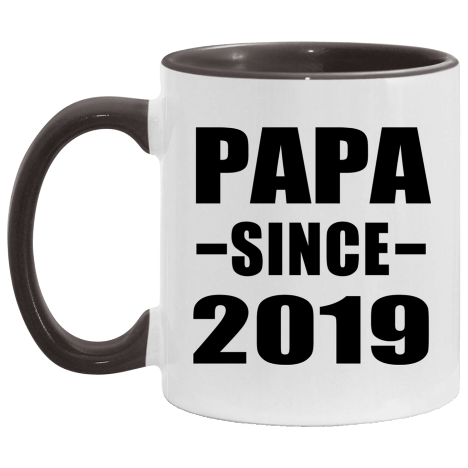 Papa Since 2019 - 11oz Accent Mug Black