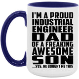 Proud Industrial Engineer Dad Of Awesome Son - 15oz Accent Mug Purple