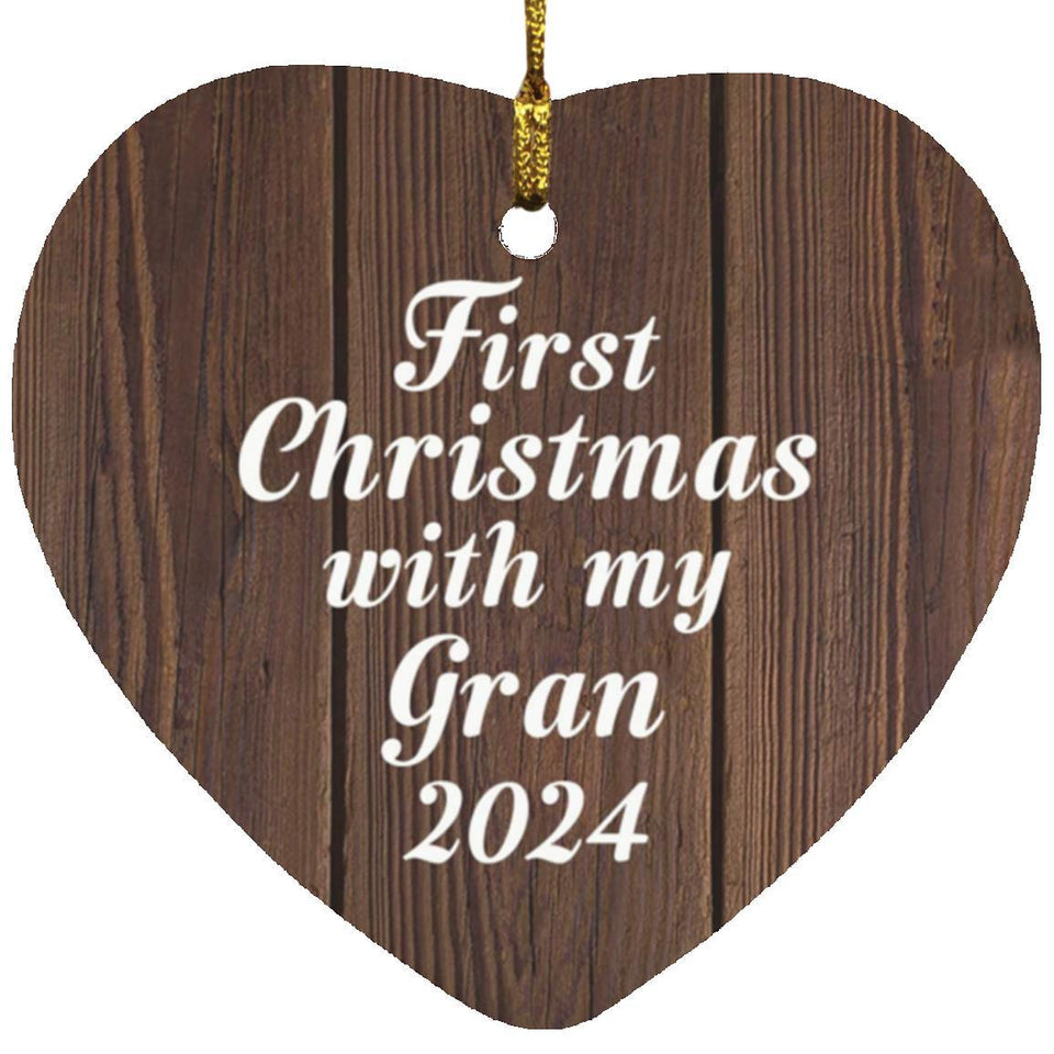 First Christmas With My Gran 2024 - Heart Ornament D