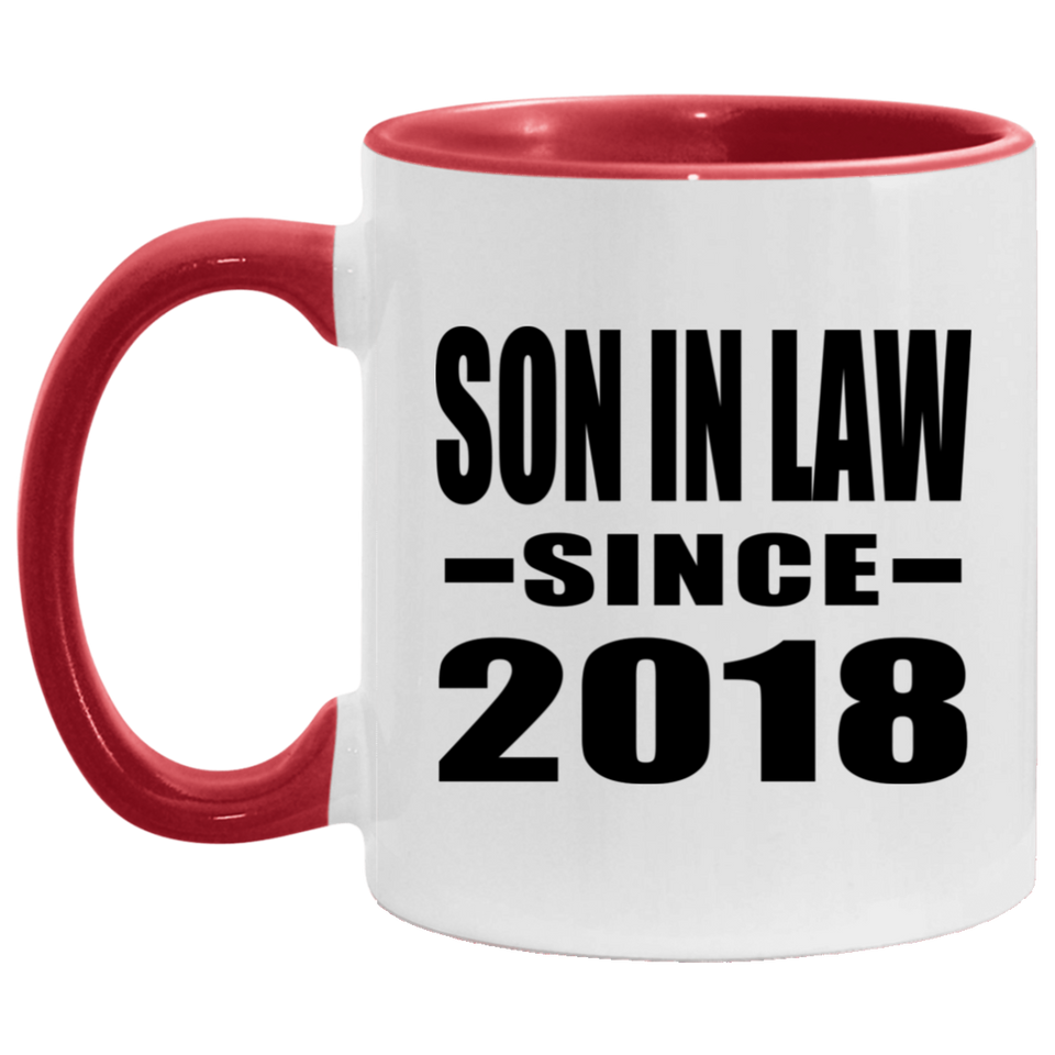 Son In Law Since 2018 - 11oz Accent Mug Red