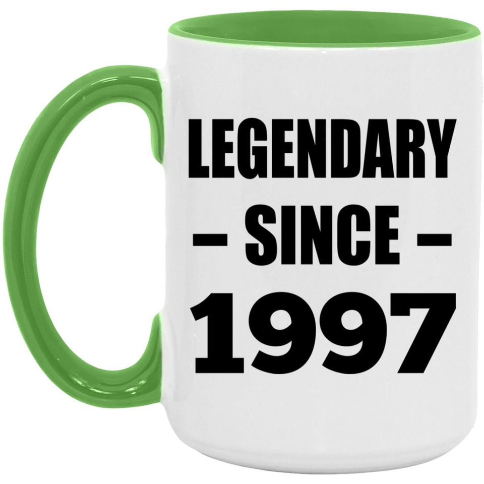 27th Birthday Legendary Since 1997 - 15oz Accent Mug Green