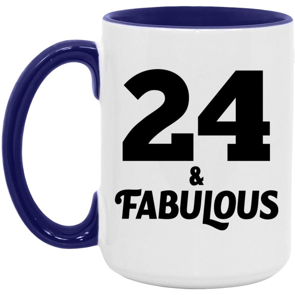 24th Birthday 24 & Fabulous - 15oz Accent Mug Purple