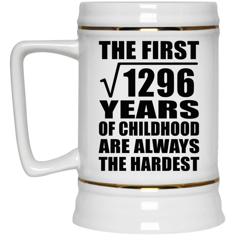 36th Birthday Square Root of 1296 Years of Childhood - Beer Stein