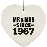 57th Anniversary Mr & Mrs Since 1967 - Heart Ornament
