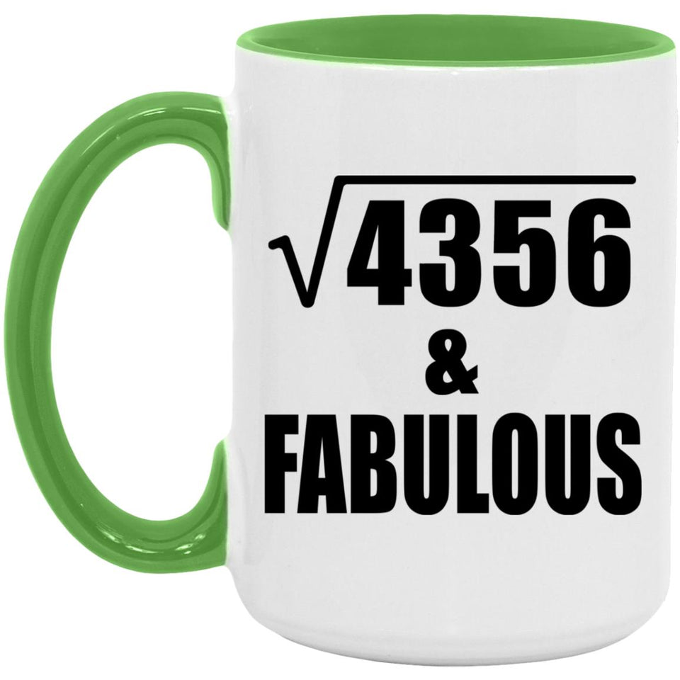 66th Birthday Square Root of 4356 & Fabulous - 15oz Accent Mug Green