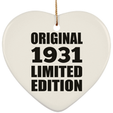 93rd Birthday Original 1931 Limited Edition - Heart Ornament