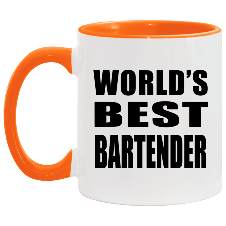 World's Best Bartender - 11oz Accent Mug Orange
