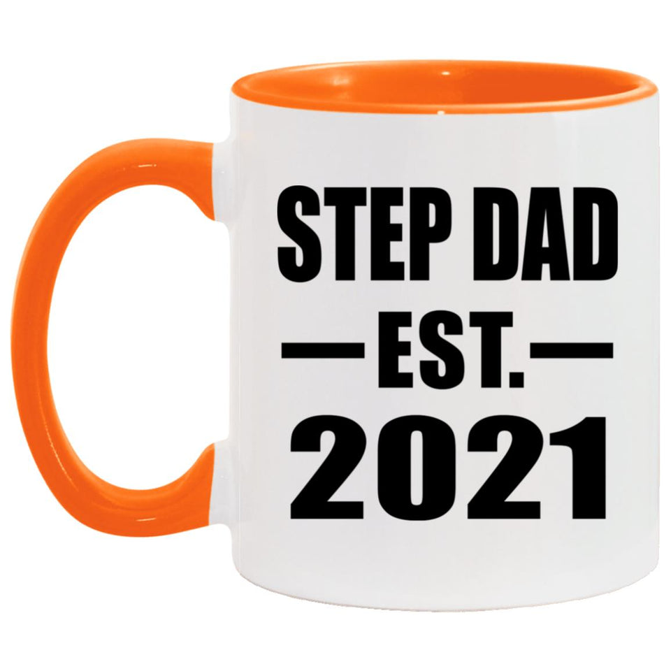 Step Dad Established EST. 2021 - 11oz Accent Mug Orange