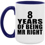 8th Anniversary 8 Years Of Being Mr Right - 15oz Accent Mug Purple