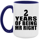 2nd Anniversary 2 Years Of Being Mr Right - 15oz Accent Mug Purple