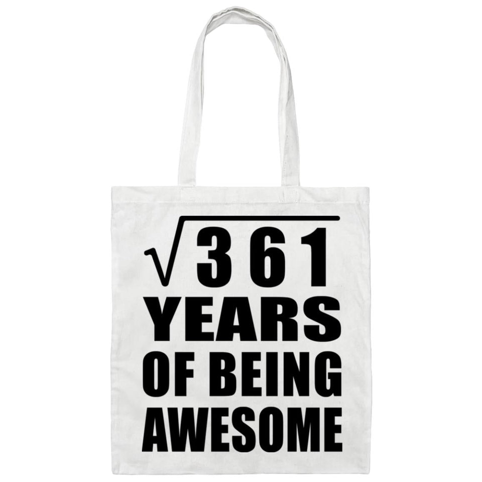 19th Birthday Square Root of 361 Years of Being Awesome - Tote Bag White