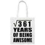 19th Birthday Square Root of 361 Years of Being Awesome - Tote Bag White