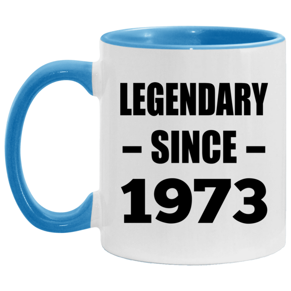 51st Birthday Legendary Since 1973 - 11oz Accent Mug Blue
