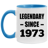 51st Birthday Legendary Since 1973 - 11oz Accent Mug Blue