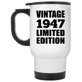 77th Birthday Vintage 1947 Limited Edition - White Travel Mug
