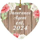 Insurance Agent Established Est. 2024 - Heart Ornament B