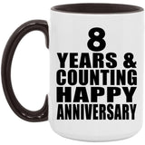 Happy 8th Anniversary 8 Years & Counting - 15oz Accent Mug Black