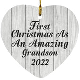 First Christmas As An Amazing Grandson 2022 - Heart Ornament F