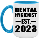 Dental Hygienist Established EST. 2023 - 15oz Accent Mug Blue