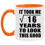 4th Birthday Took Square Root of 16 Years To Look Good - 11oz Accent Mug Orange